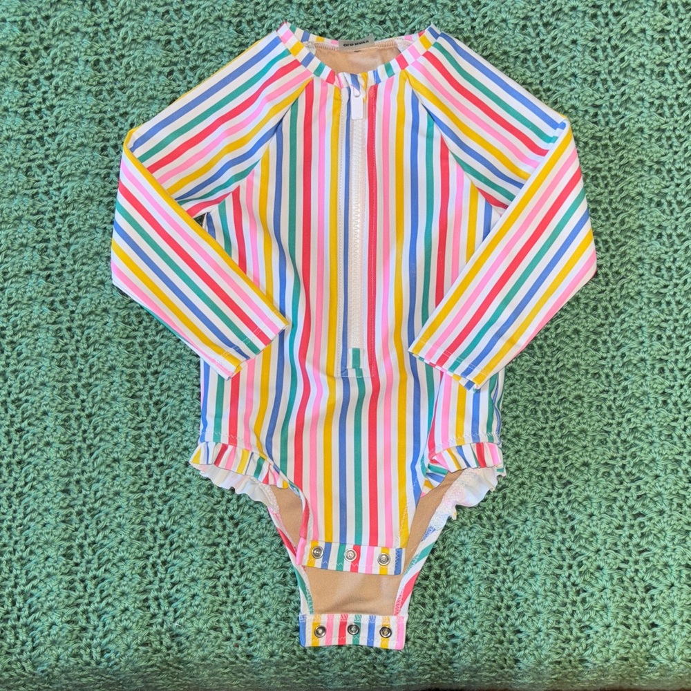 Colorful Striped Kids One Piece Swimsuit